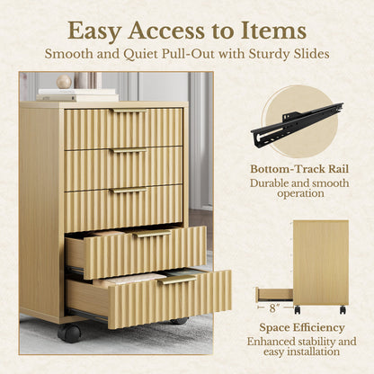 5-Drawer Cabinet + Fluted Cabinet/ Fluted - Natural Oak