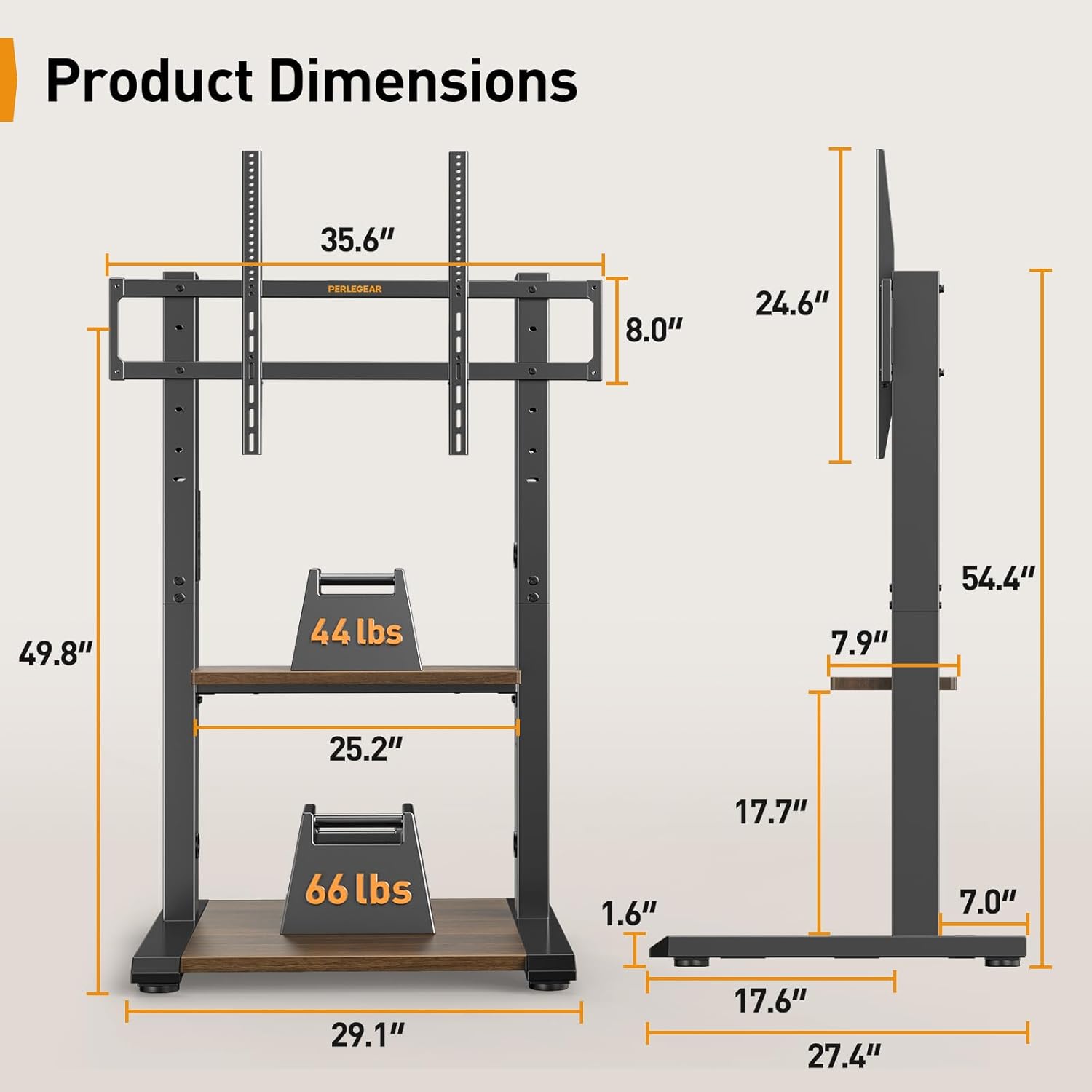 Titan Heavy - Duty Mobile TV Stand - Upgraded with Remote - Controlled Lift