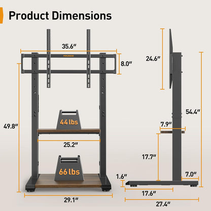 Titan Heavy - Duty Mobile TV Stand - Upgraded with Remote - Controlled Lift