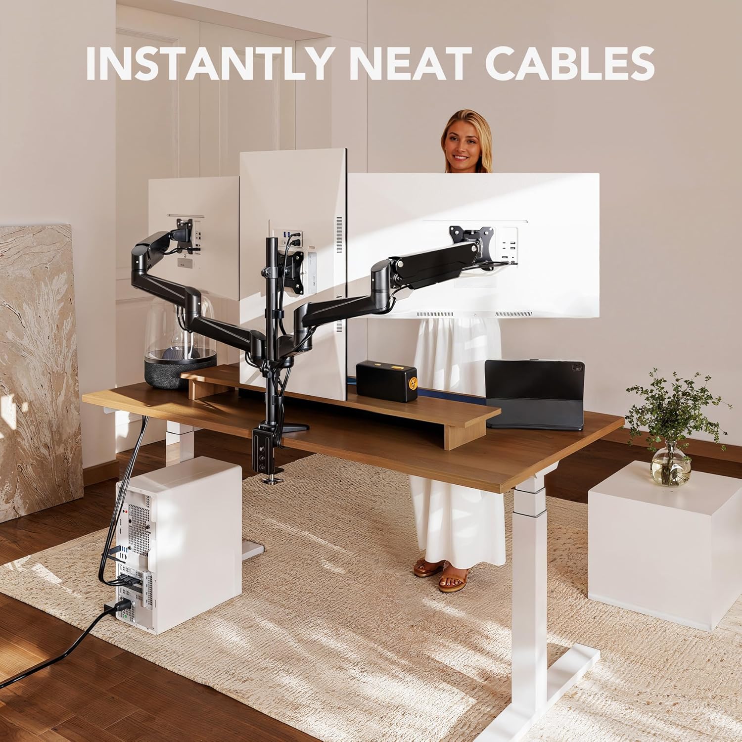 Triple Monitor Mount | Save Space & Stay Comfortable – HUANUO