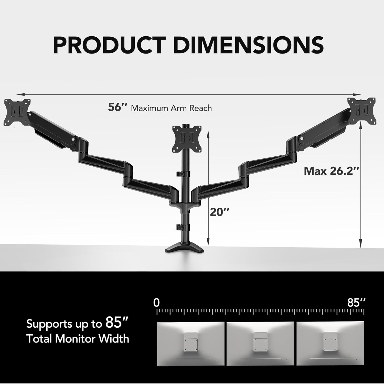 TS3 Triple Monitor Mount - Black - 