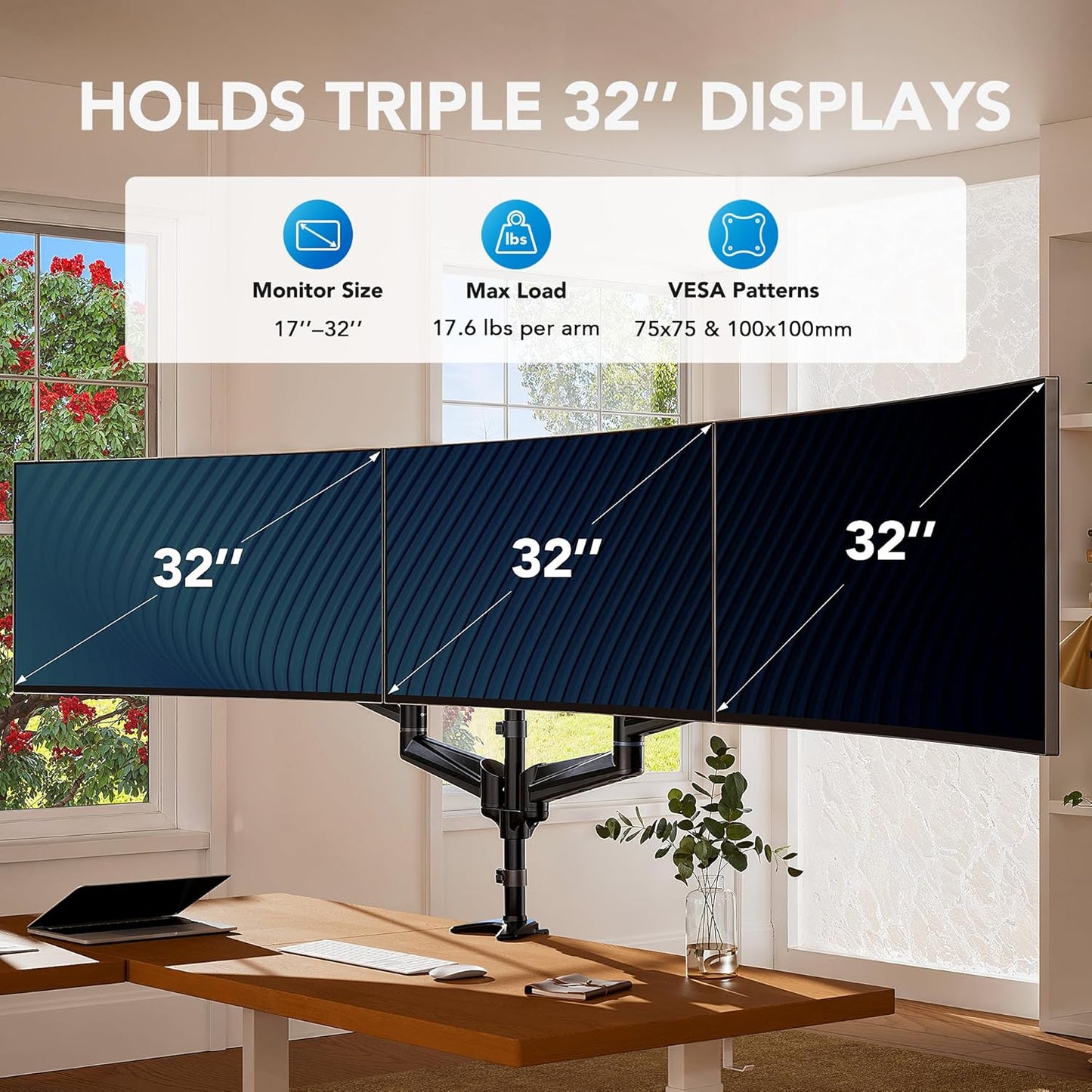 TS3 Triple Monitor Mount - Black - 