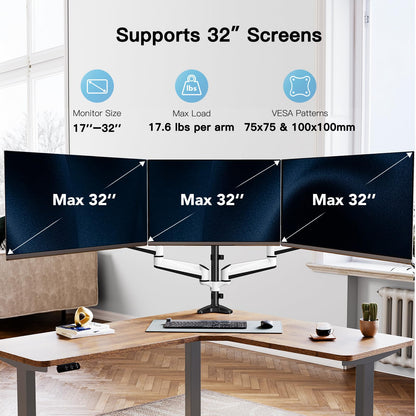 TS3 Triple Monitor Mount - White - 