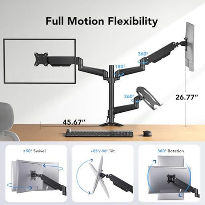 TS4 Dual Monitor & Laptop Mount - For 32" Monitors and 17" Laptops - 