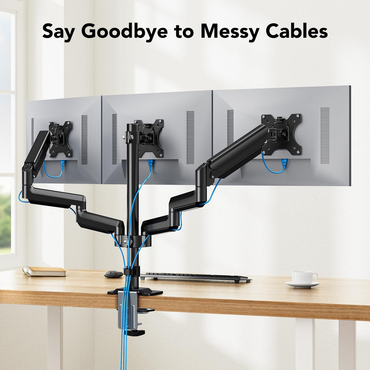 360 Monitor Hand Rotation Triple Monitor Mount | 360° Rotation & 17.6lb Support – HUANUO