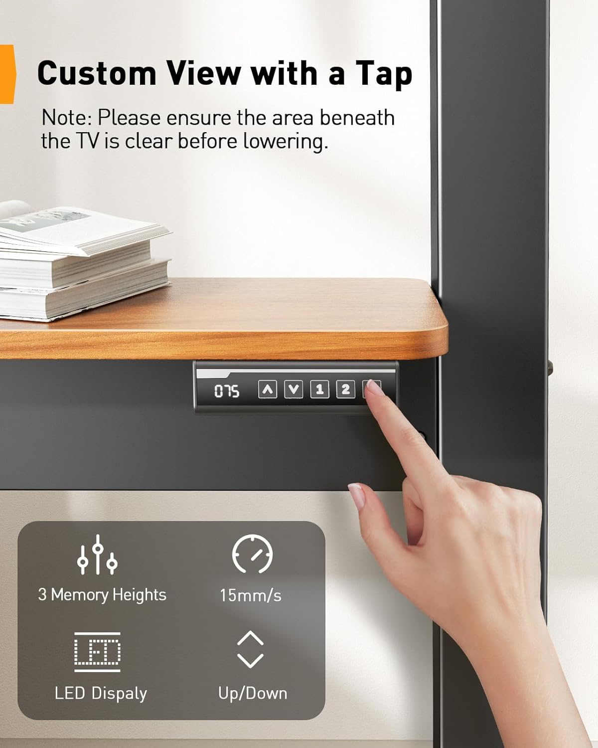 Walnut - Accent Mobile TV Stand - Upgraded with Lift Control Panel