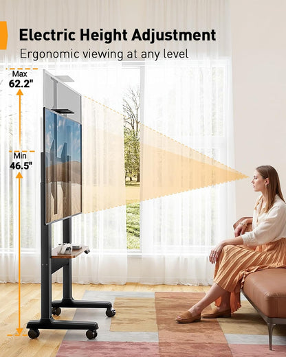 Walnut - Accent Mobile TV Stand - Upgraded with Lift Control Panel
