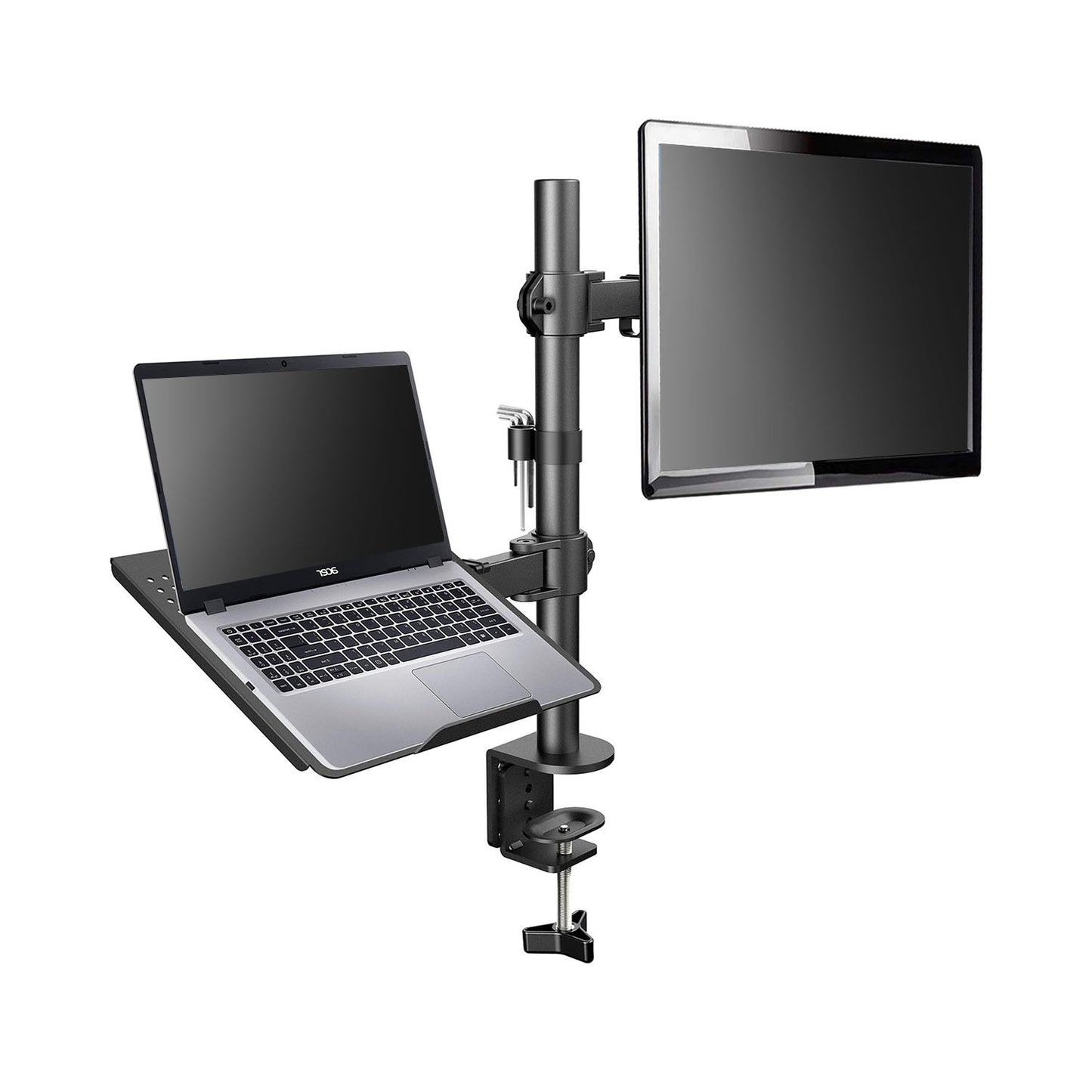 Single Monitor Mount with Laptop Tray For 13" To 30" Screens