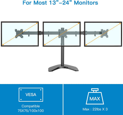 Triple Monitor Stand For 13" To 24" Screens