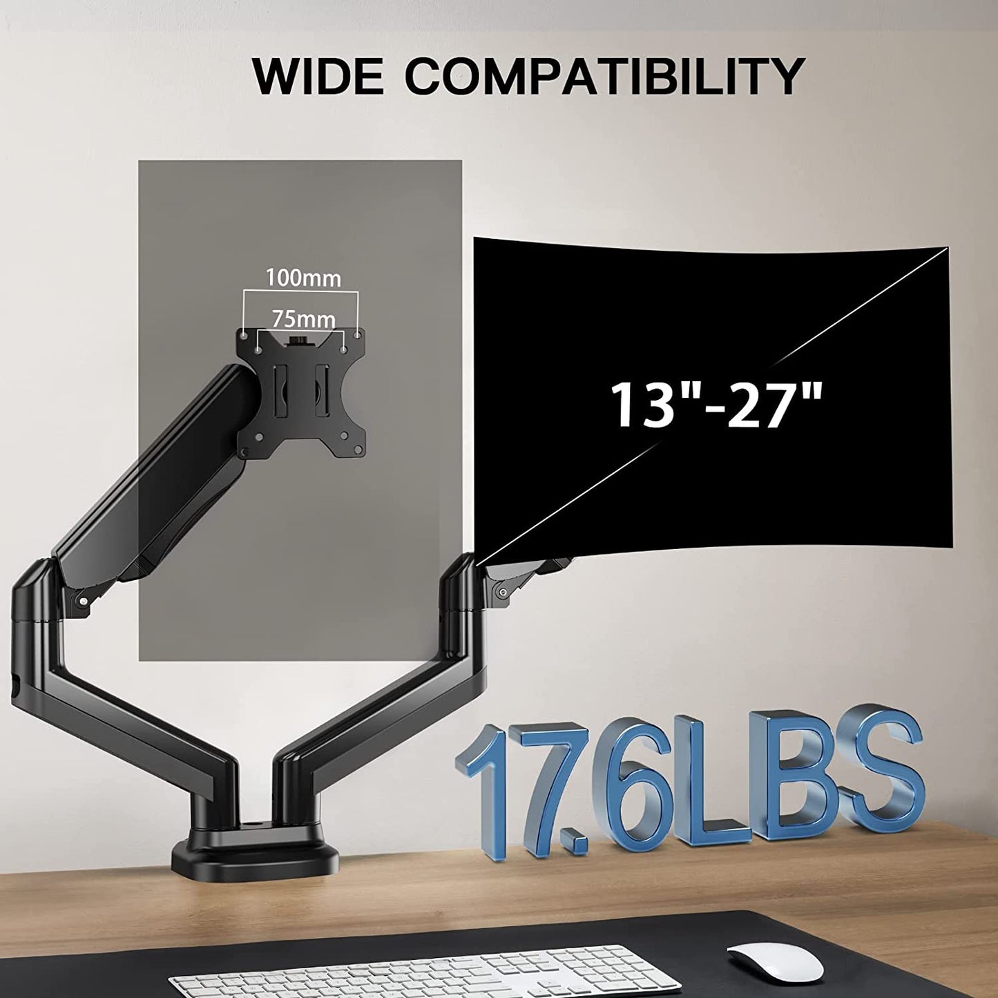 Dual Monitor Mount For 13" To 27" Screens