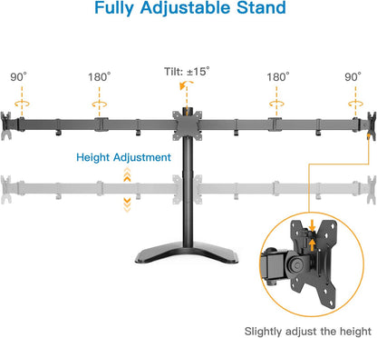 Triple Monitor Stand For 13" To 24" Screens