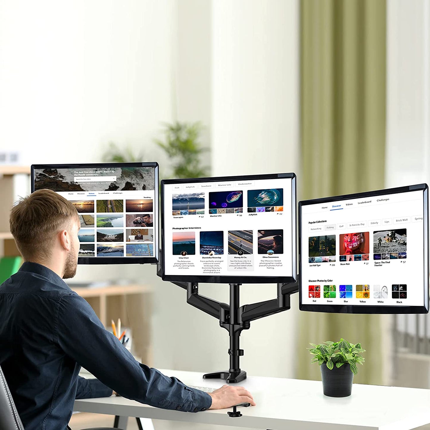 Triple Monitor Mount For 17 To 32 Screens – Huanuo