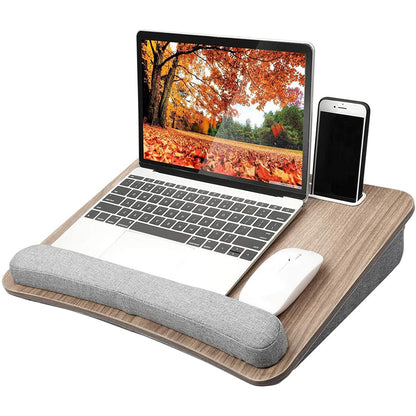 Lap Desk With Support Cushion  (Dark Brown Woodgrain)