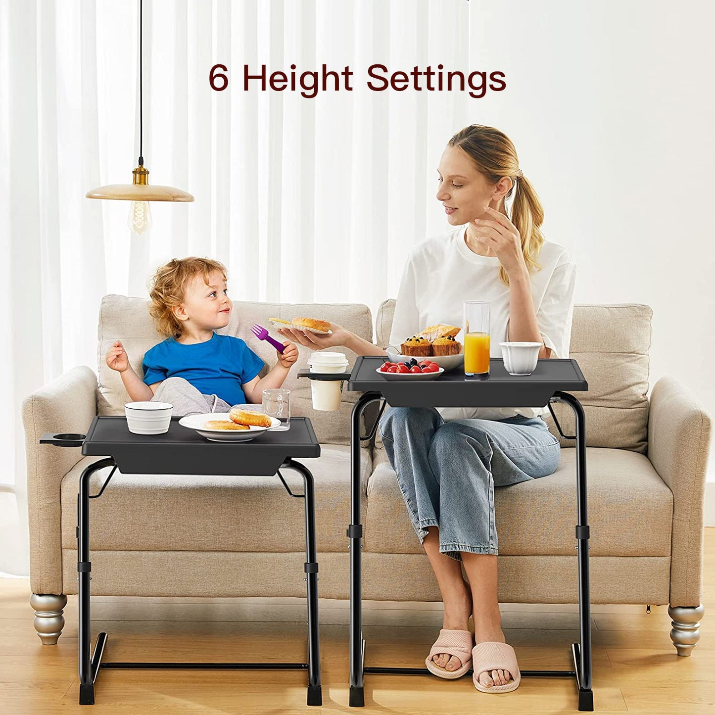 Adjustable TV Tray With 6 Heights & 3 Tilts (Black)