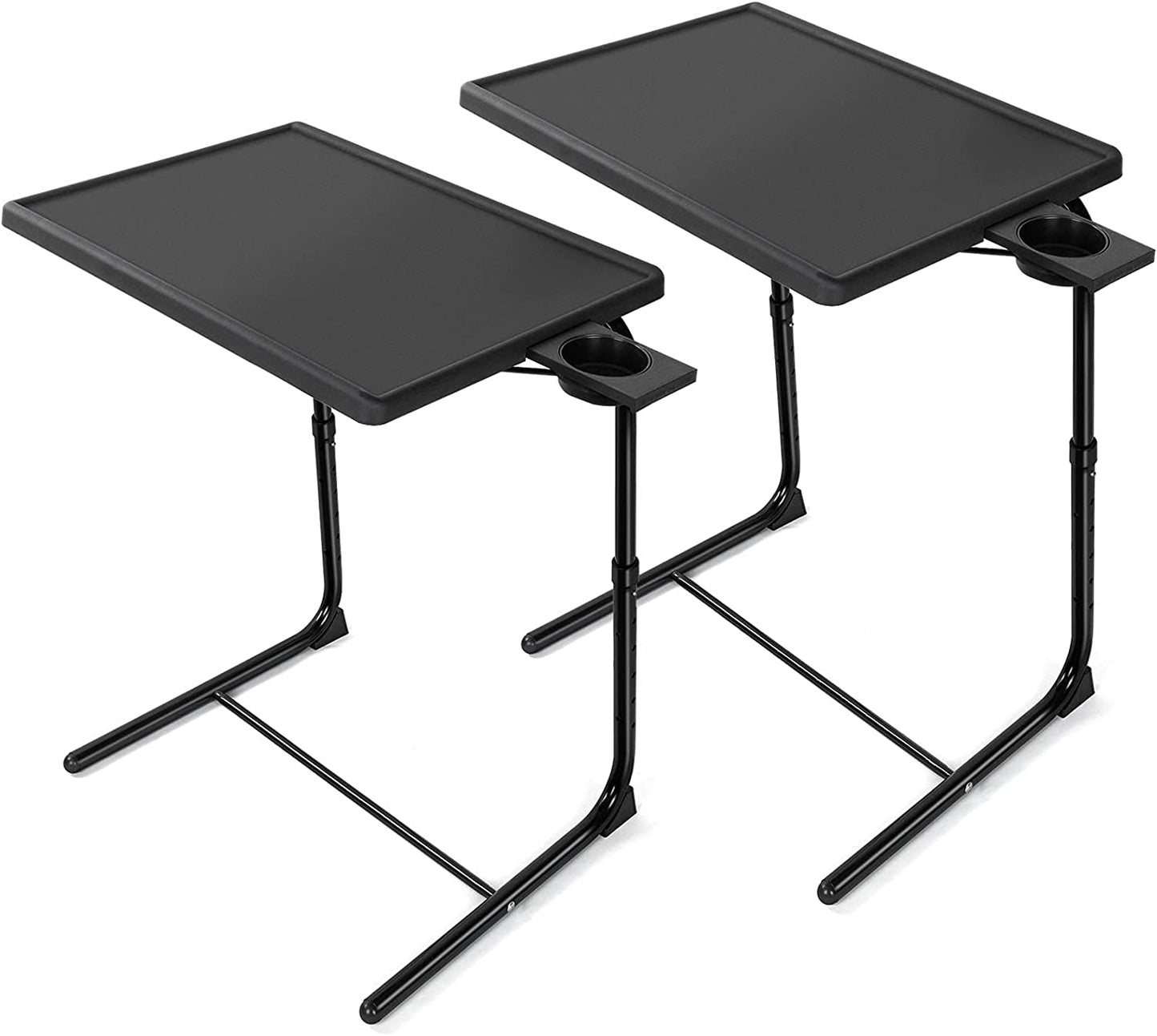 Adjustable TV Tray With 6 Heights & 3 Tilts (Black) (Two-Pack)