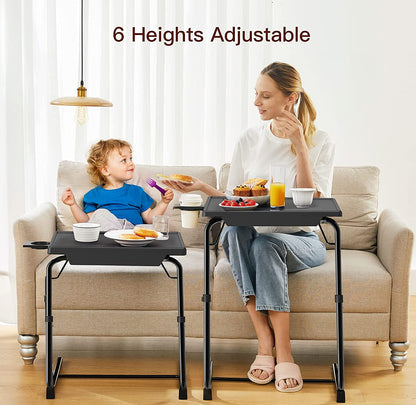 Adjustable TV Tray With 6 Heights & 3 Tilts (Black) (Two-Pack)