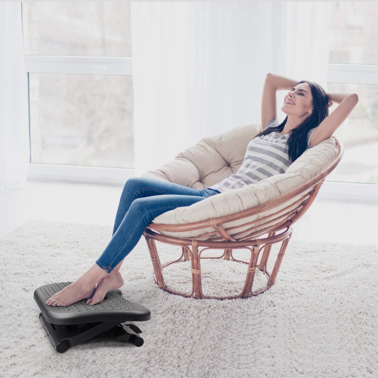 Footrest Under Desk - Adjustable Foot Rest with Massage Texture