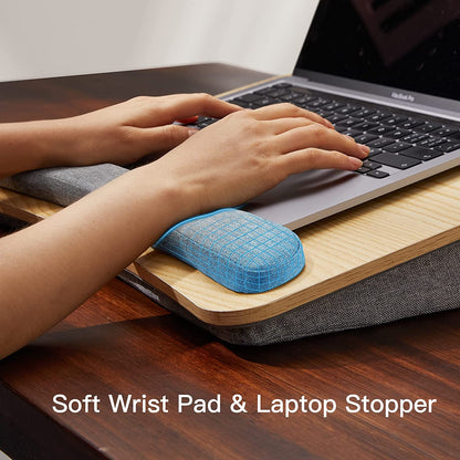 Lap Desk With Support Cushion  (Light Brown Woodgrain)