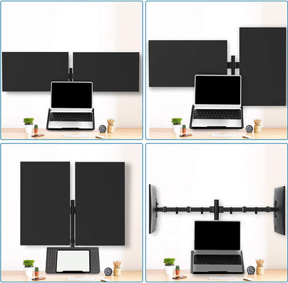 Dual Monitor Mount With Laptop Tray For 13" To 27" Screens